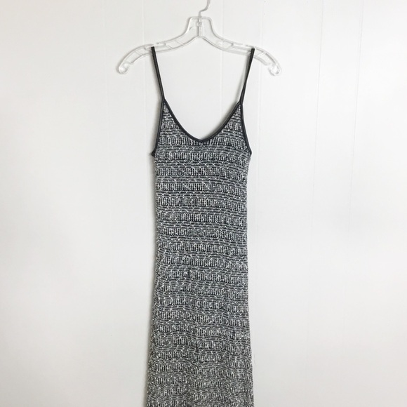 Poof Black & White Maxi Dress Slit Sides Size M - Picture 2 of 5